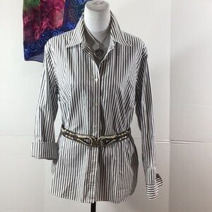 Chaps classic Black and White Striped Button-Up Shirt